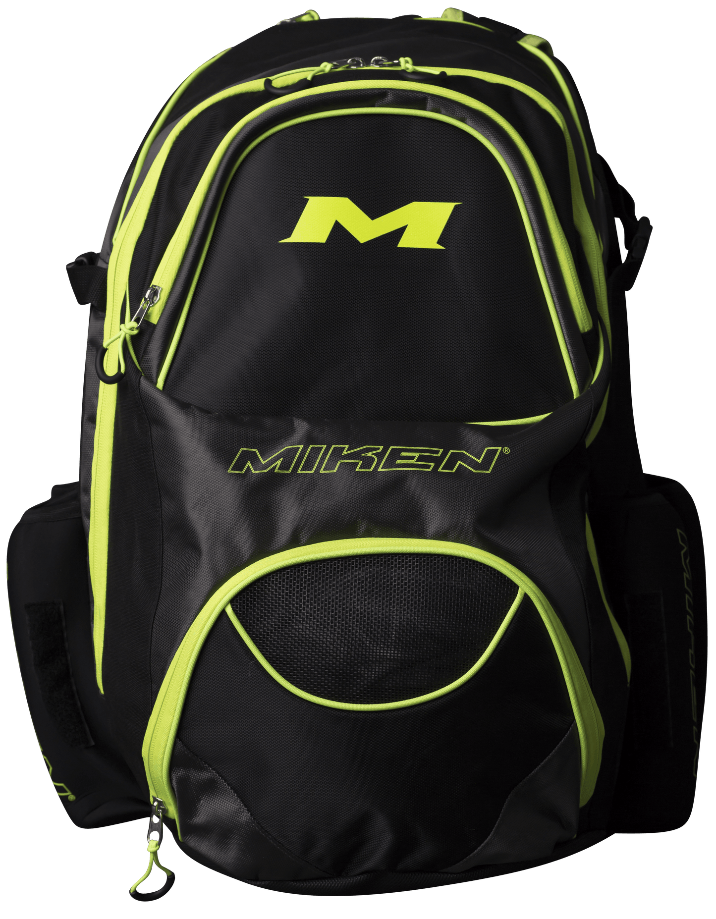 Black and Green Miken XL Baseball and Softball Backpack: MKBG18-XL-BCG at headbangersports.com