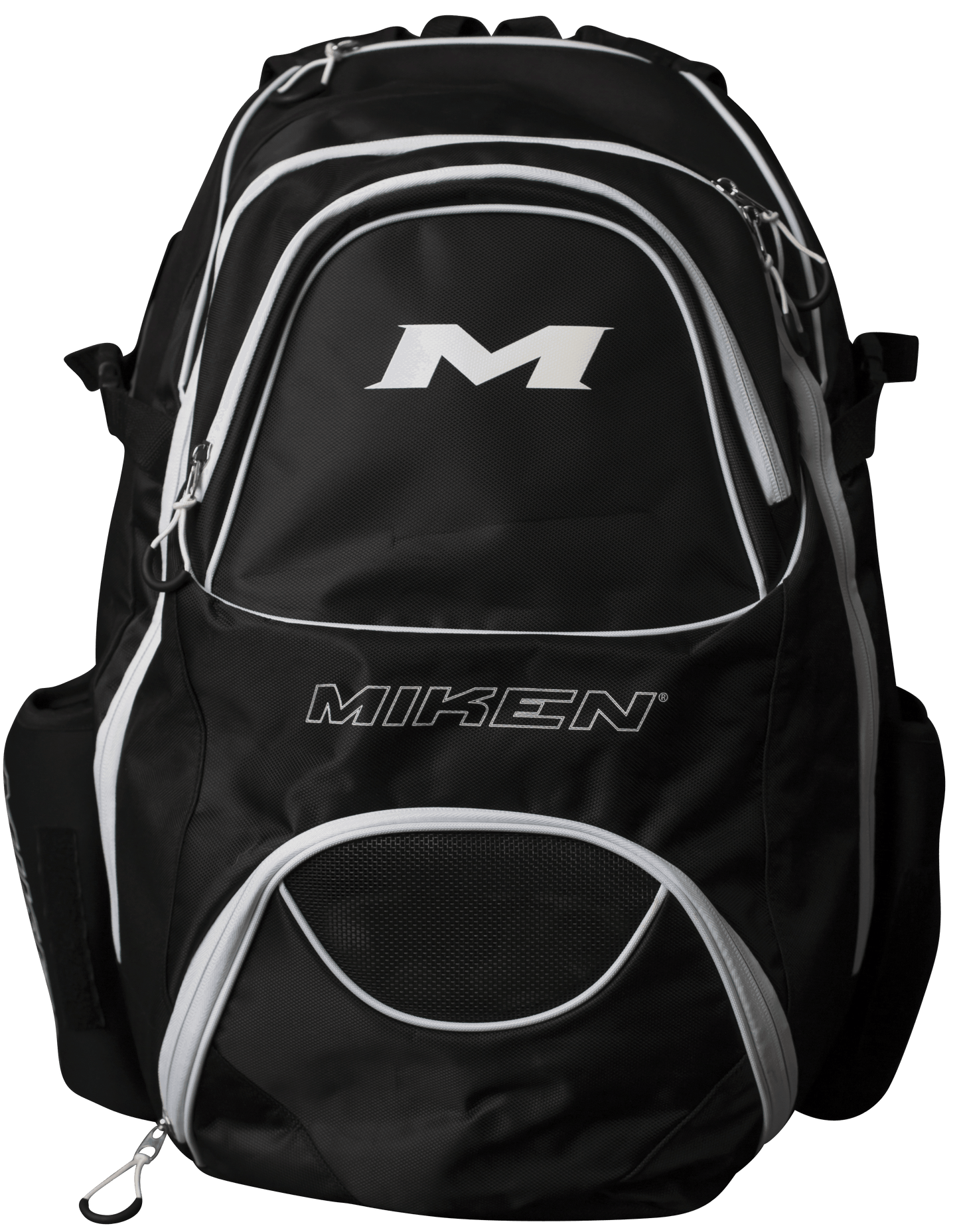 Black and White Miken XL Baseball and Softball Backpack: MKBG18-XL-BW at headbangersports.com