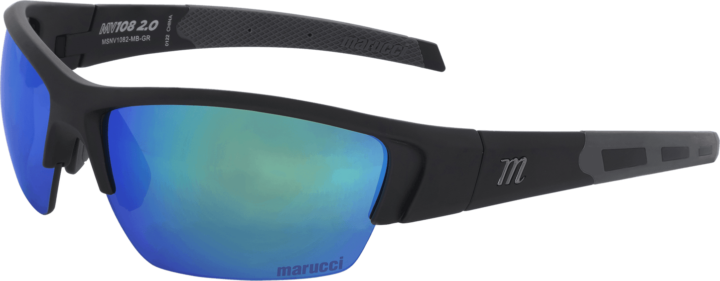 Shop Marucci MV108 2.0 Performance Sunglasses-Matte Black-Green/Blue