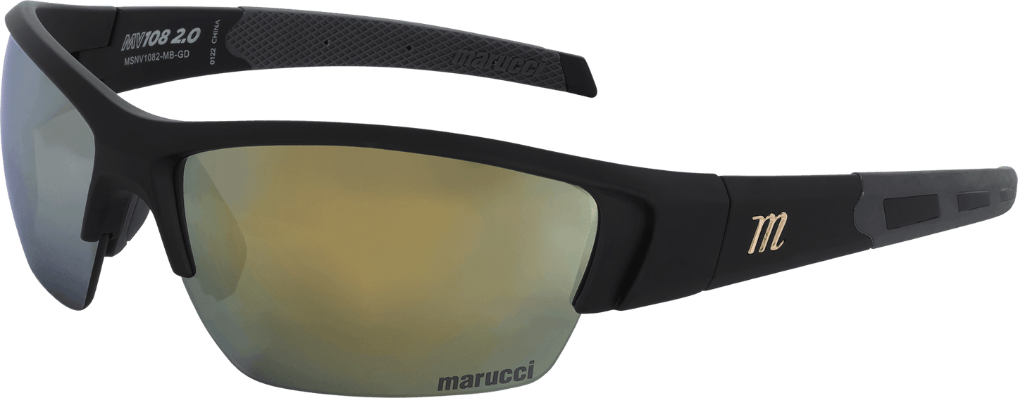 Shop Marucci MV108 2.0 Performance Sunglasses-Matte Black-Grey/Gold