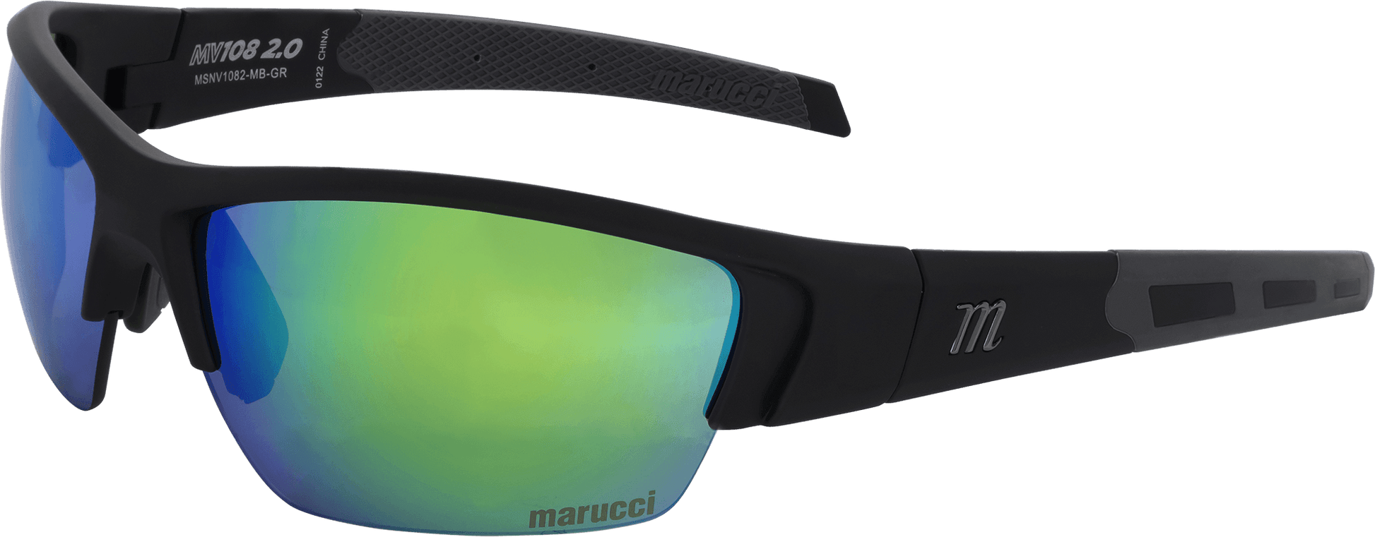 Shop Marucci MV108 2.0 Performance Sunglasses-Matte Black-Green/Green