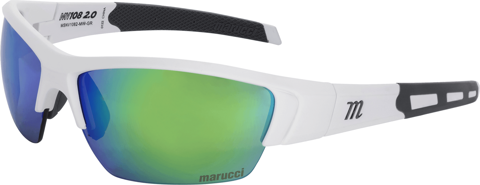 Shop Marucci MV108 2.0 Performance Sunglasses-Matte White-Green/Green