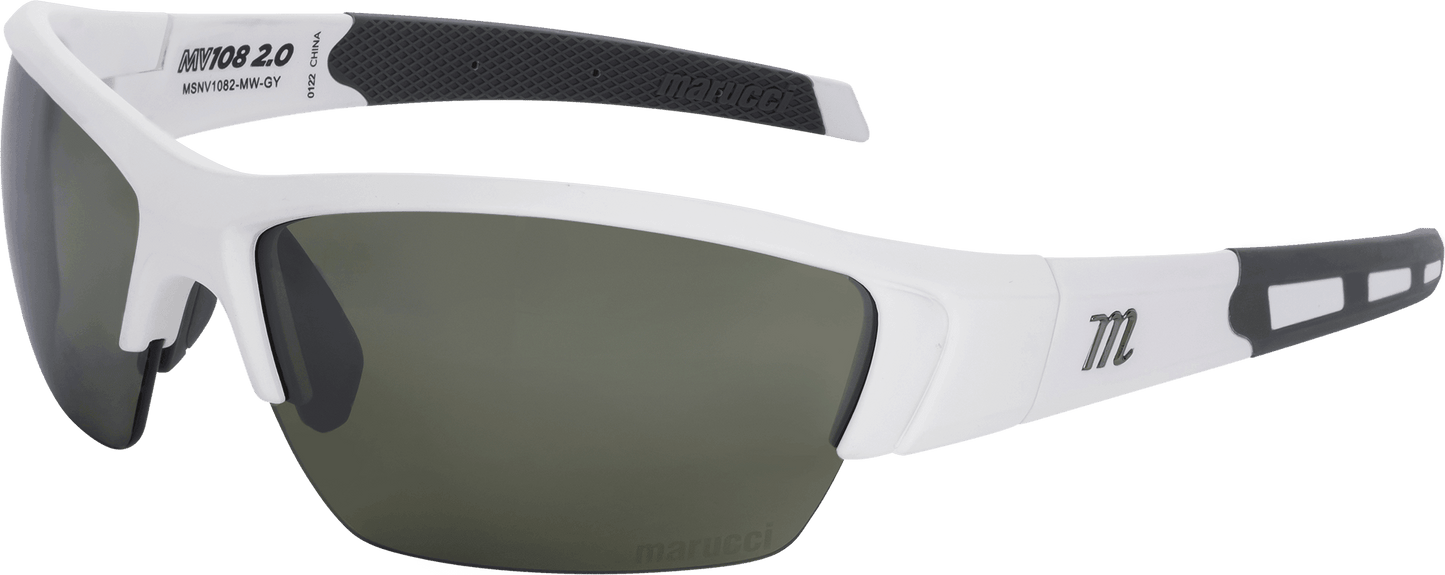 Shop Marucci MV108 2.0 Performance Sunglasses-Matte White-Green/Silver