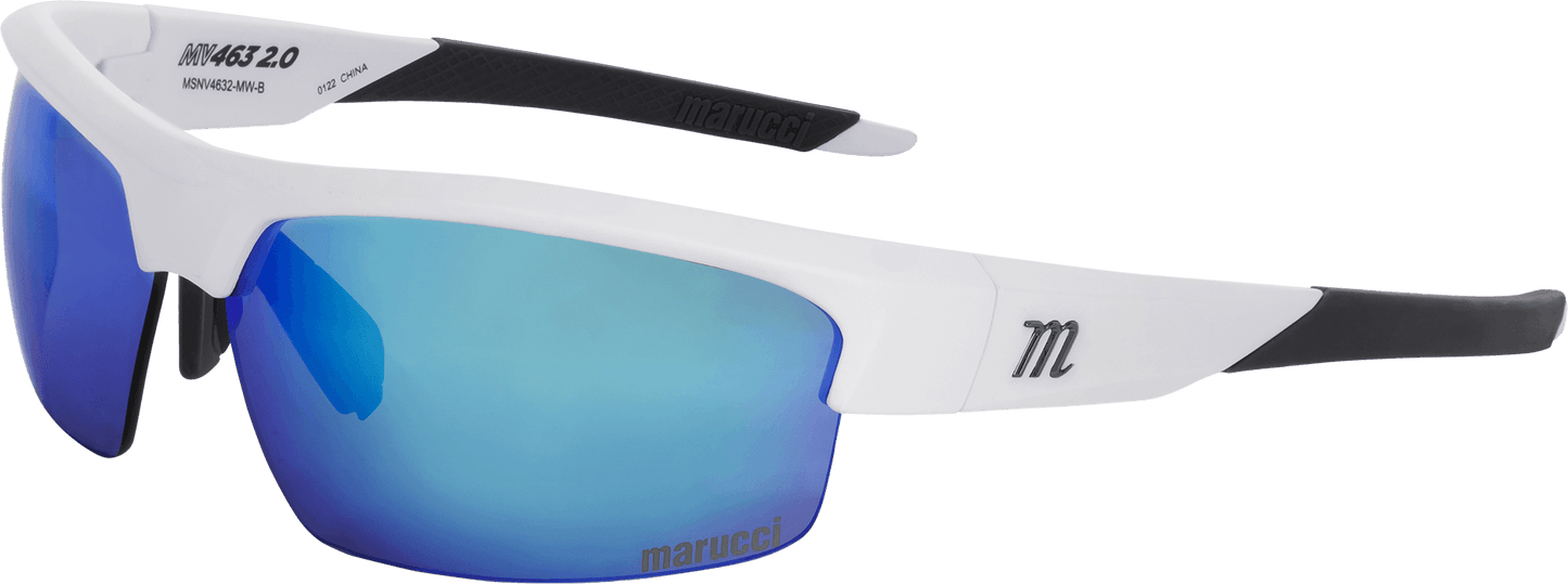 Shop Marucci MV463 2.0 Performance Sunglasses-Matte White-Green/Blue