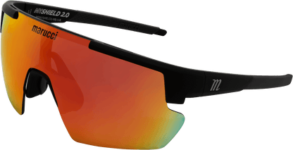 Shop Marucci Shield 2.0 Youth On-Field Performance Sunglasses- Matte Black-Violet/Red at Headbanger Sports