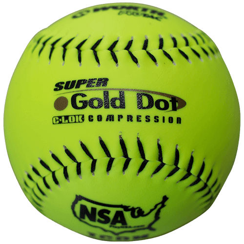 Worth 12" Super Gold Dot NSA Slowpitch Softballs 44/400 (Dozen): NI12SY at headbangersports.com