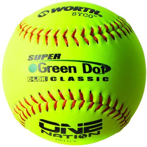 One Nation 11 in Green Dot Softballs Dozen (ON11CY) 