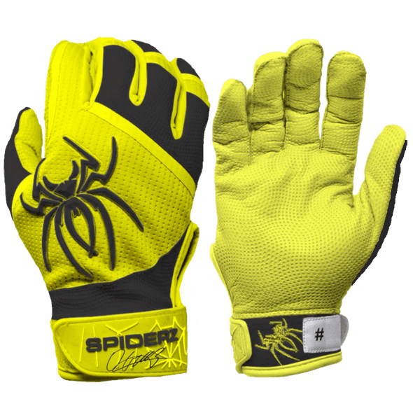 Shop 2023 Spiderz PRO Batting Gloves - Oneil Cruz Signature Series #2 Yellow/Black at Headbanger Sports 