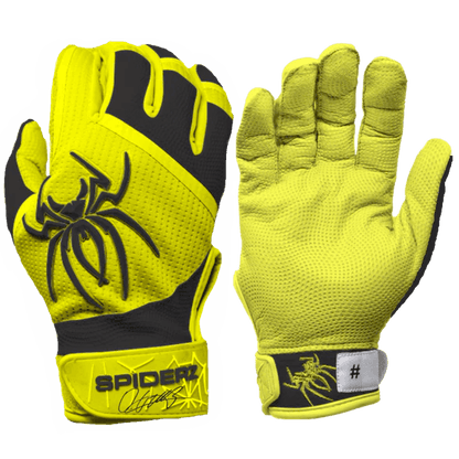 Shop 2023 Spiderz PRO Batting Gloves - Oneil Cruz Signature Series #2 Yellow/Black at Headbanger Sports 