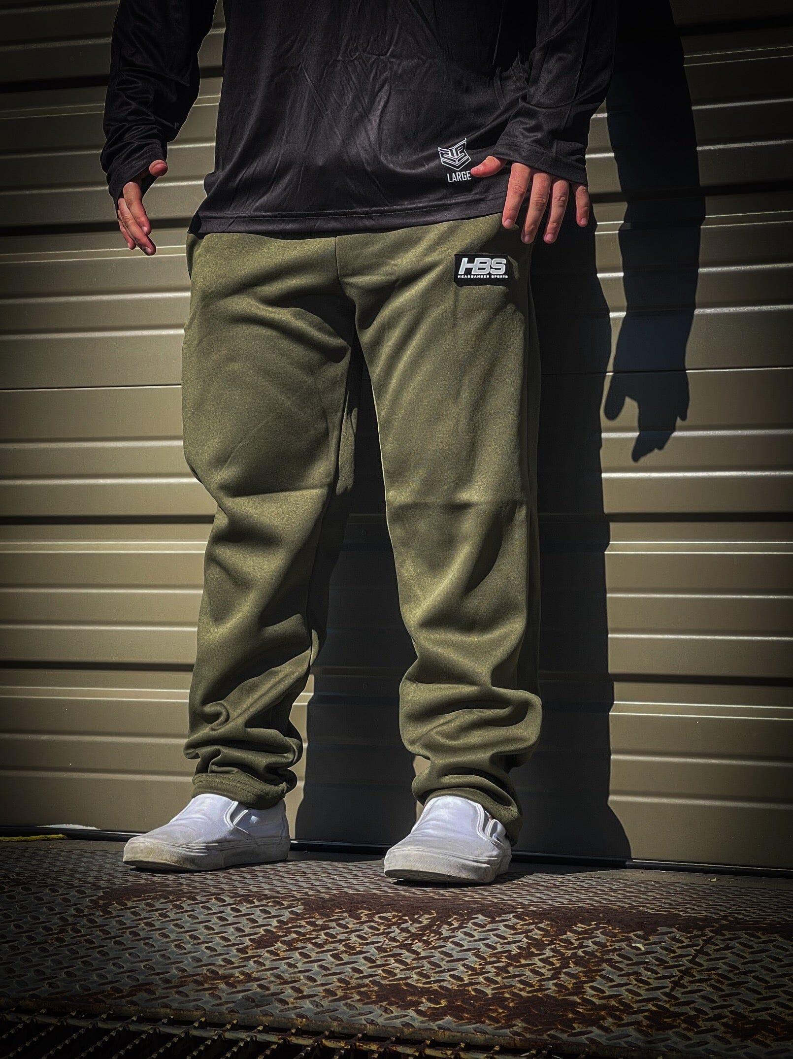 Headbanger Sports Performance Fleece Lined Sweatpants: Olive Green