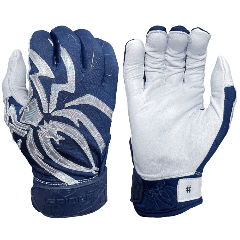 2022 Spiderz PRIZM Batting Gloves: Navy Blue/Silver