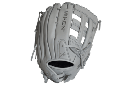 White Miken Pro Series 13" Slow Pitch Fielding Glove - White/White: PRO130WW at headbangersports.com