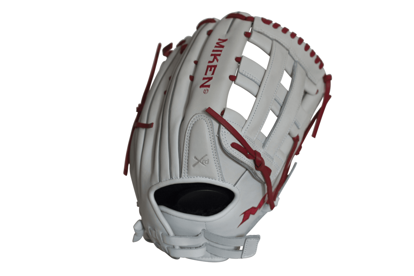 Miken Pro Series 13.5" Slow Pitch Fielding Glove - White/Scarlet: PRO135WS