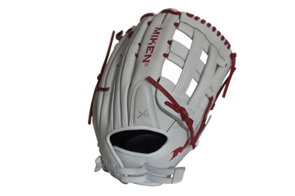 Miken Pro Series 13.5" Slow Pitch Fielding Glove - White/Scarlet: PRO135WS