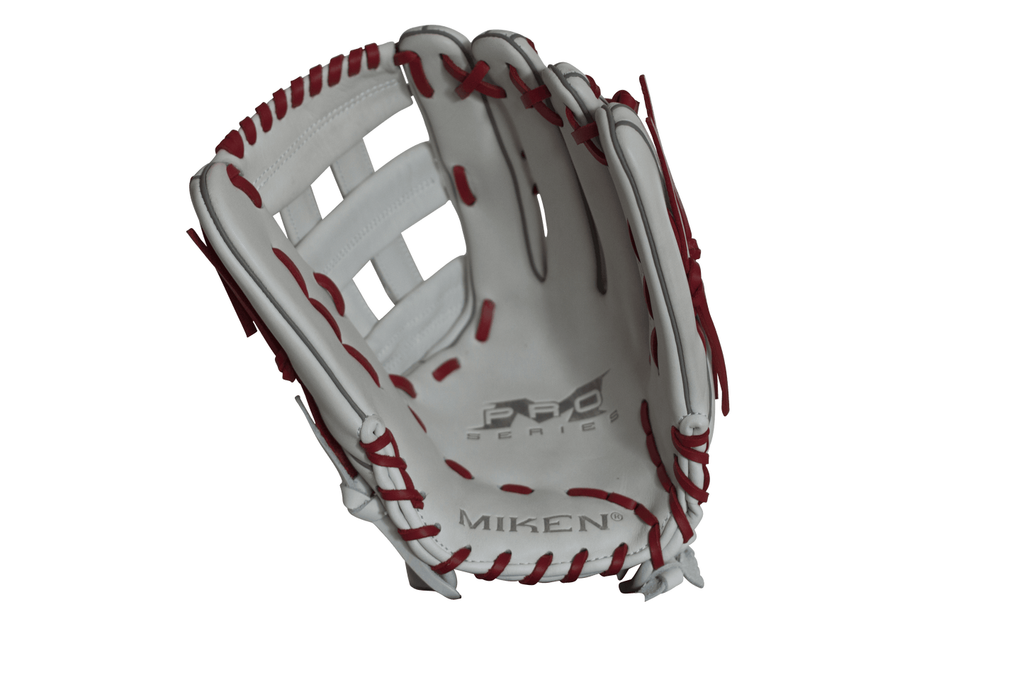 Miken Pro Series 13.5" Slow Pitch Fielding Glove - White/Scarlet: PRO135WS