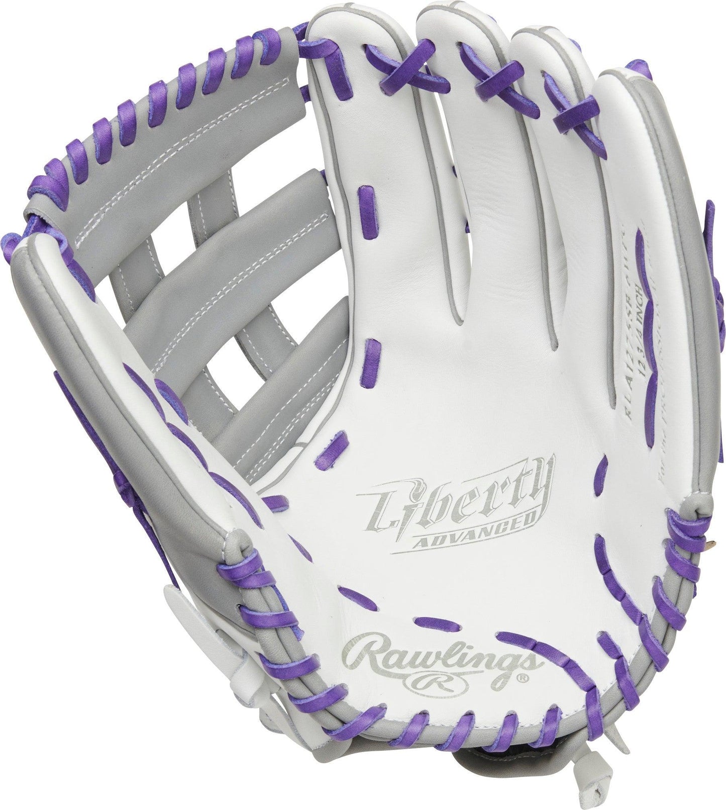 White and Purple Liberty Advanced 12.75 inch Softball Glove