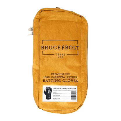 Bruce Bolt PREMIUM PRO Short Cuff Batting Gloves: Black