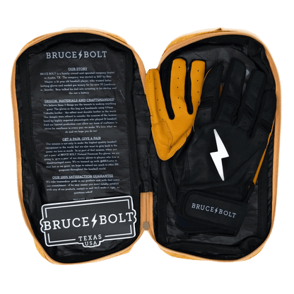 Bruce Bolt PREMIUM PRO Short Cuff Batting Gloves: Black