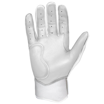 Bruce Bolt PREMIUM PRO Chrome Series Short Cuff Batting Gloves: White