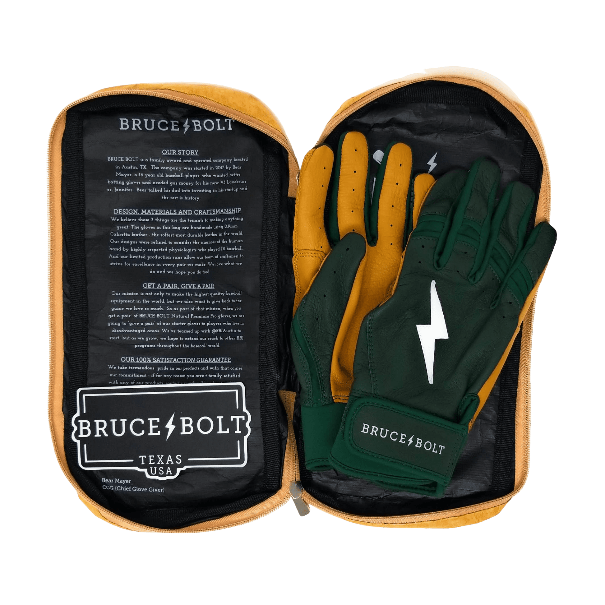 Bruce Bolt PREMIUM PRO Short Cuff Batting Gloves: GREEN