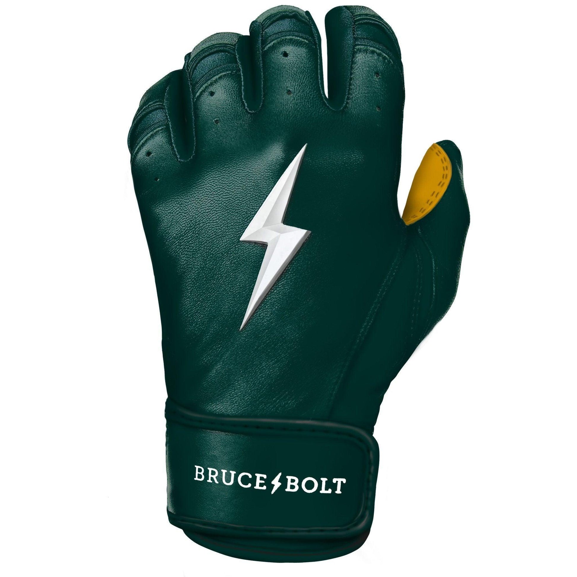 Bruce Bolt PREMIUM PRO Short Cuff Batting Gloves: GREEN