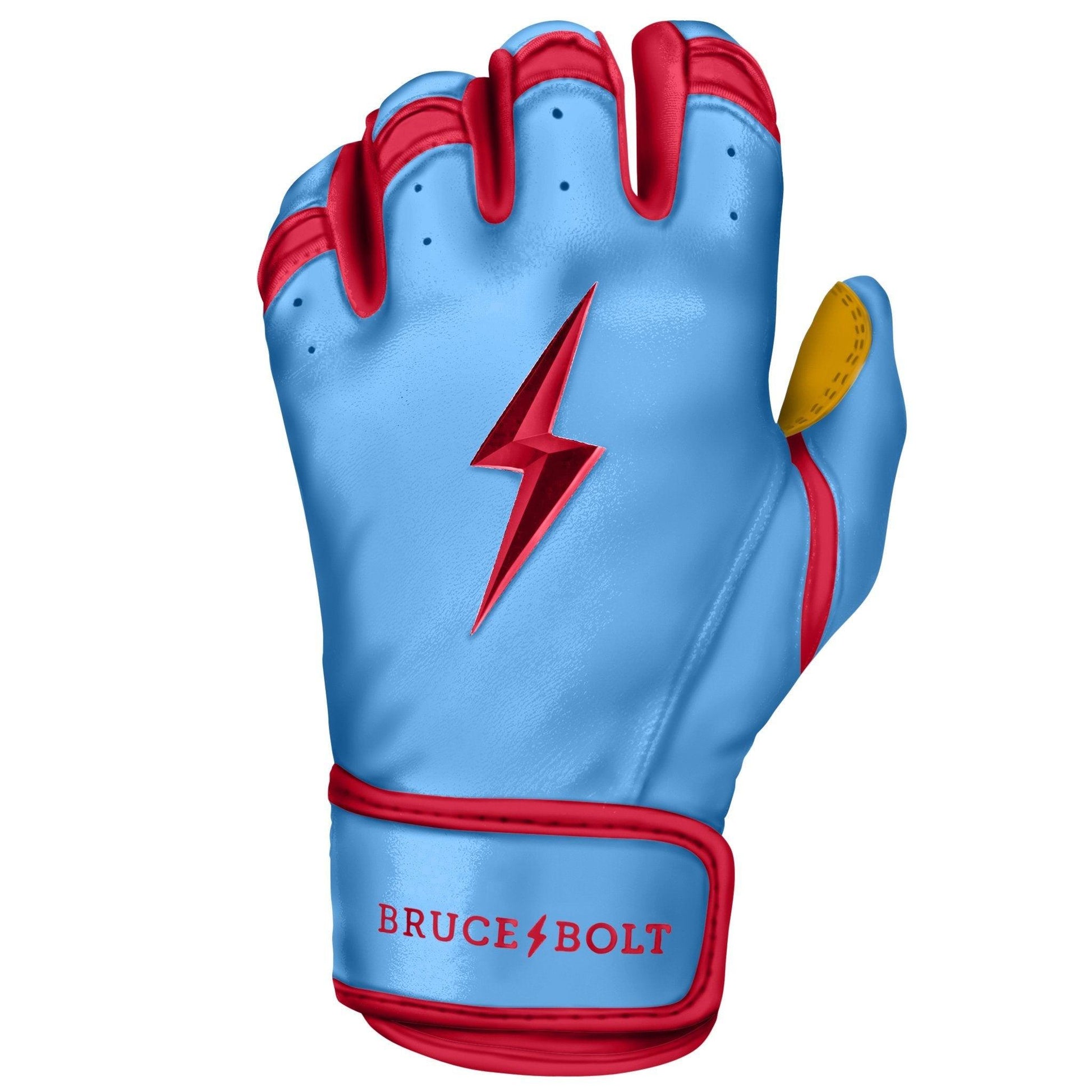 Bruce Bolt PREMIUM PRO BADER Series Short Cuff Batting Gloves: Baby Blue