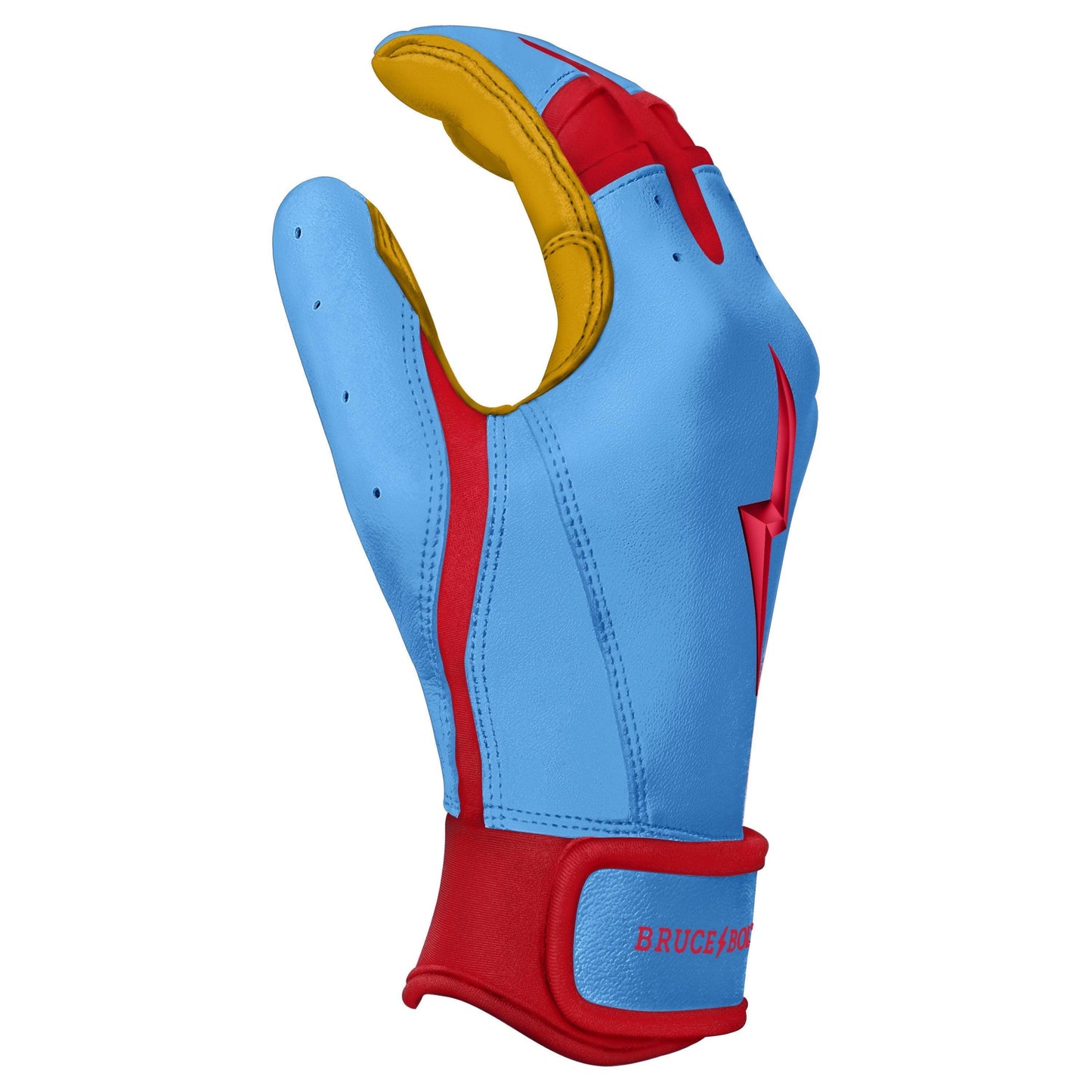 Bruce Bolt PREMIUM PRO BADER Series Short Cuff Batting Gloves: Baby Blue