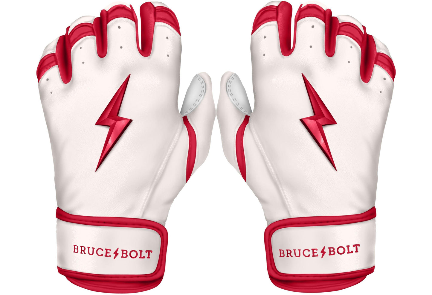 Bruce Bolt PREMIUM PRO BADER Series Short Cuff Batting Gloves: White