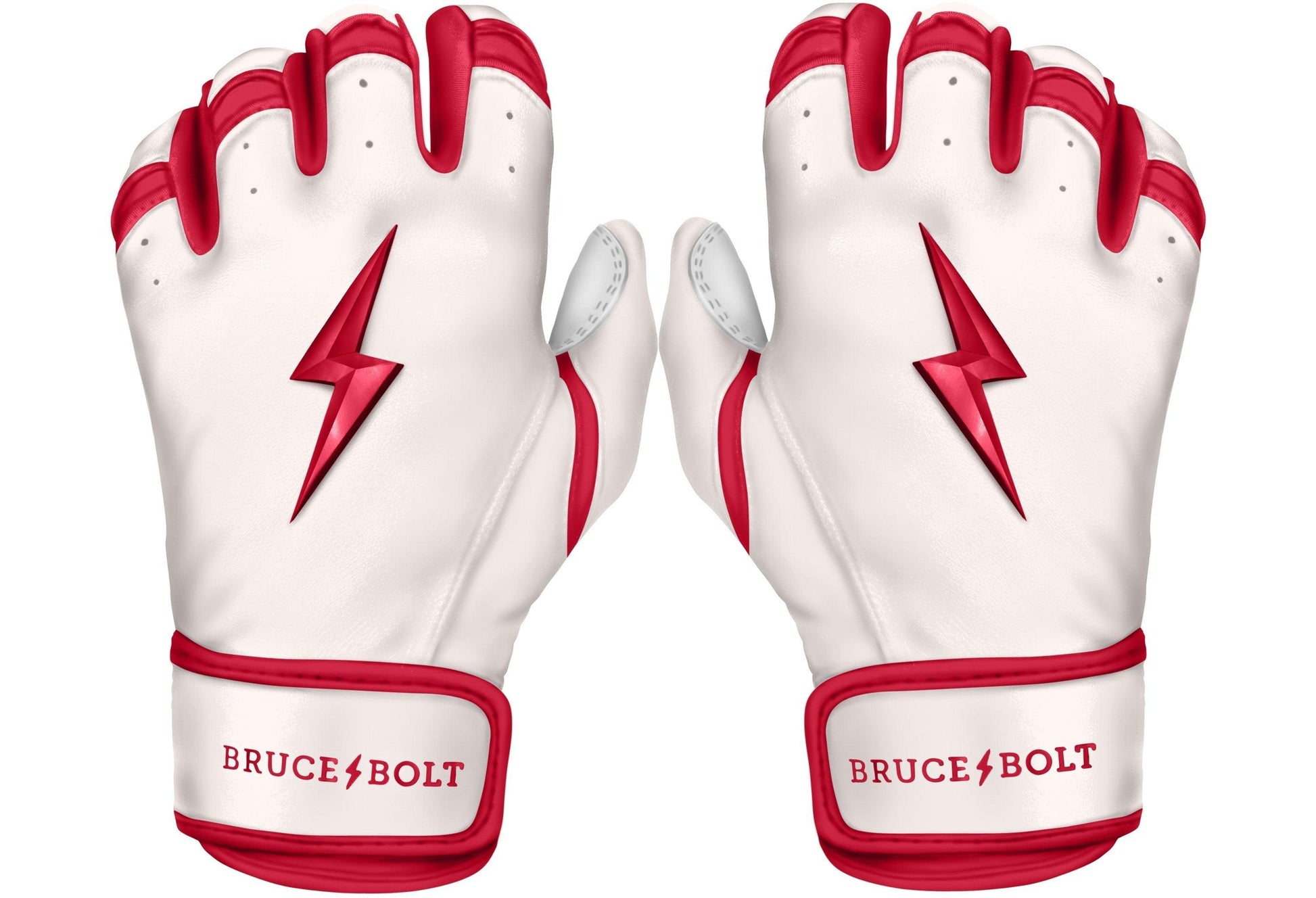 Bruce Bolt PREMIUM PRO BADER Series Short Cuff Batting Gloves: White