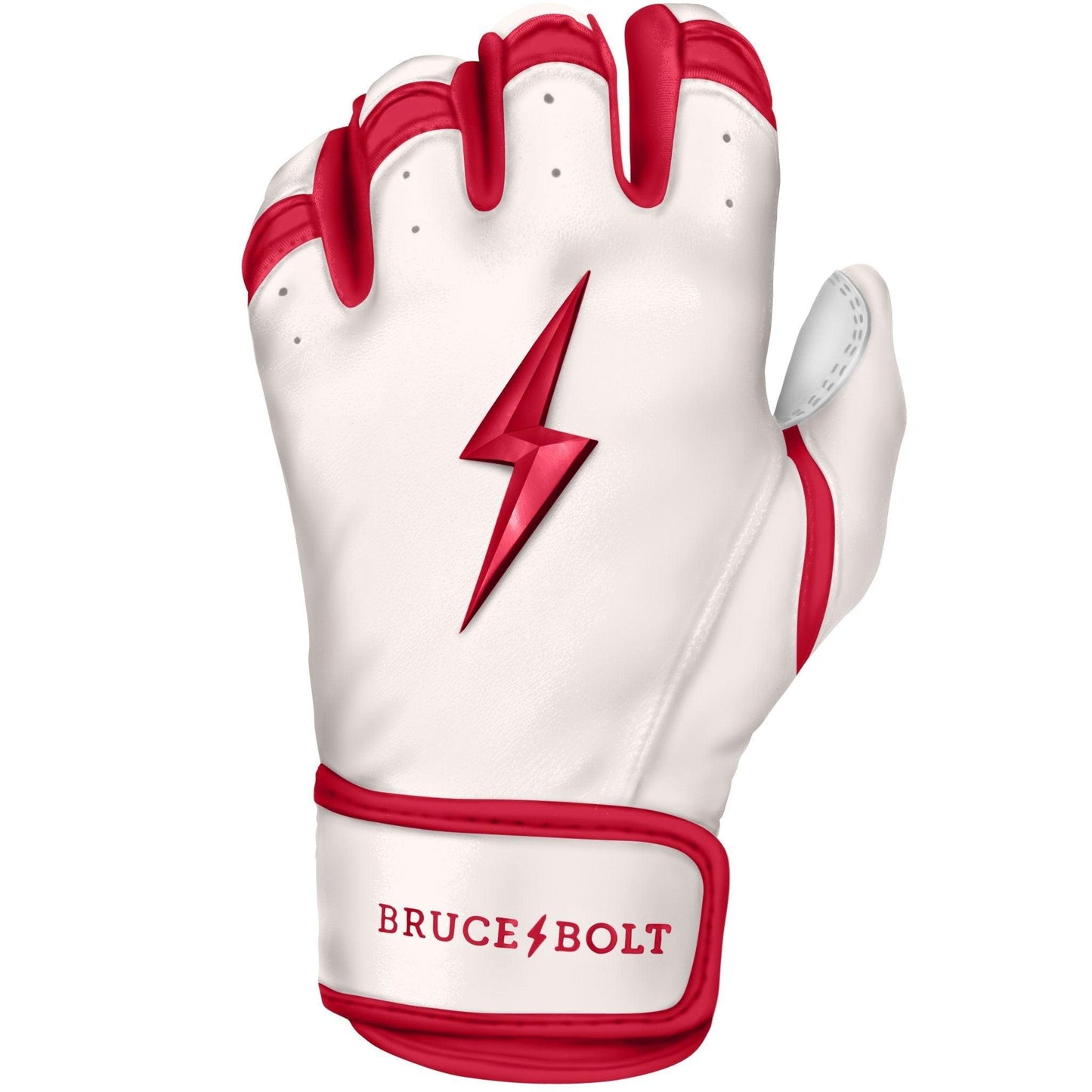 Bruce Bolt PREMIUM PRO BADER Series Short Cuff Batting Gloves: White