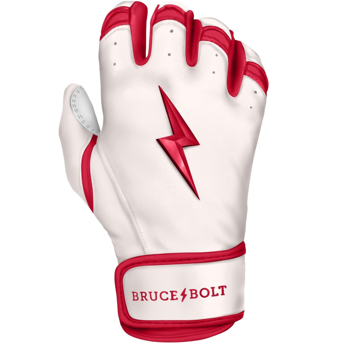 Bruce Bolt PREMIUM PRO BADER Series Short Cuff Batting Gloves: White