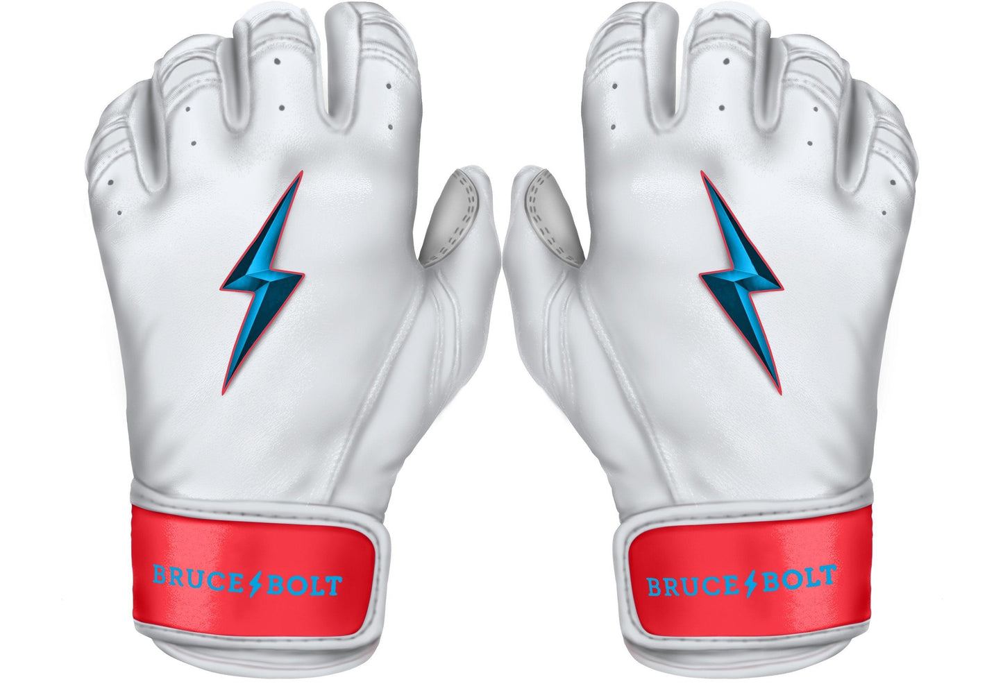 Bruce Bolt PREMIUM PRO BRINSON Series Short Cuff Batting Gloves: White