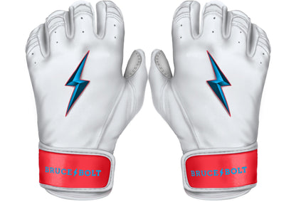 Bruce Bolt PREMIUM PRO BRINSON Series Short Cuff Batting Gloves: White