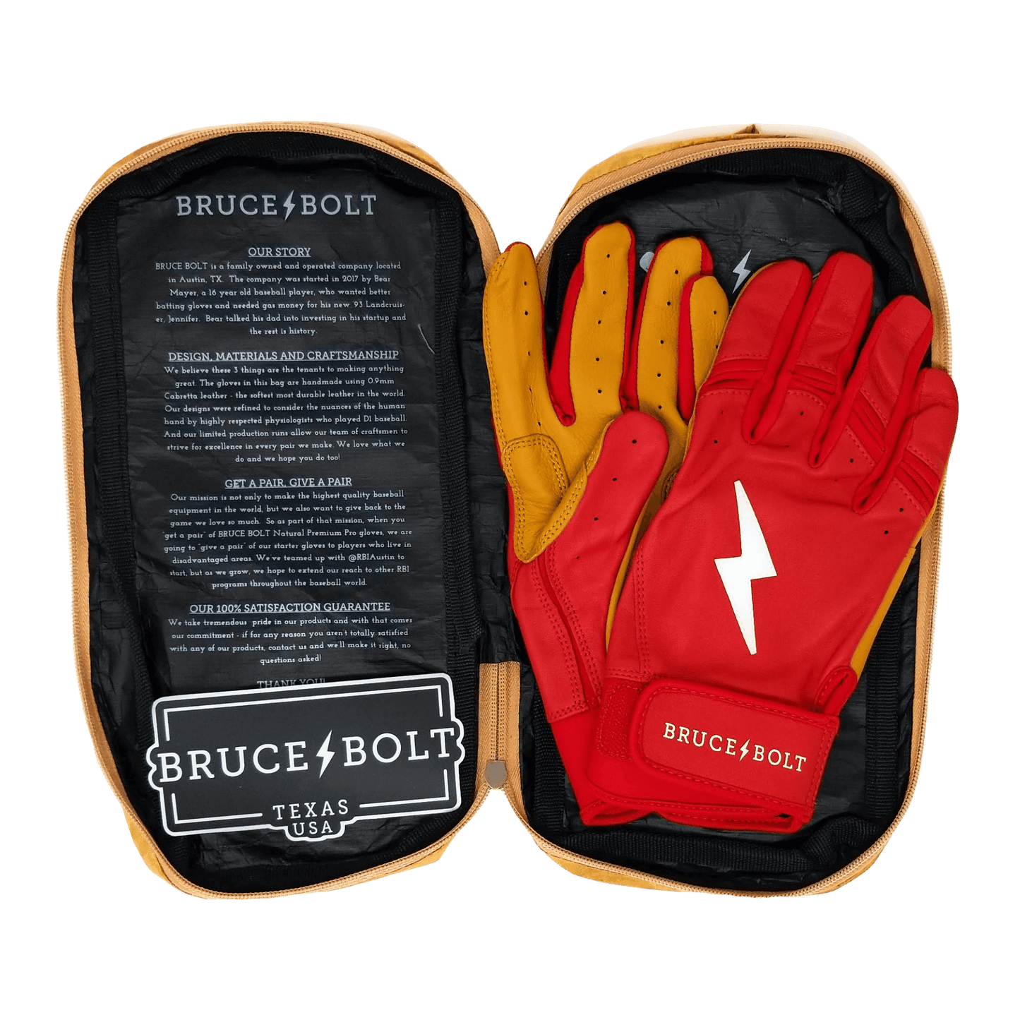 Bruce Bolt PREMIUM PRO Short Cuff Batting Gloves: Red