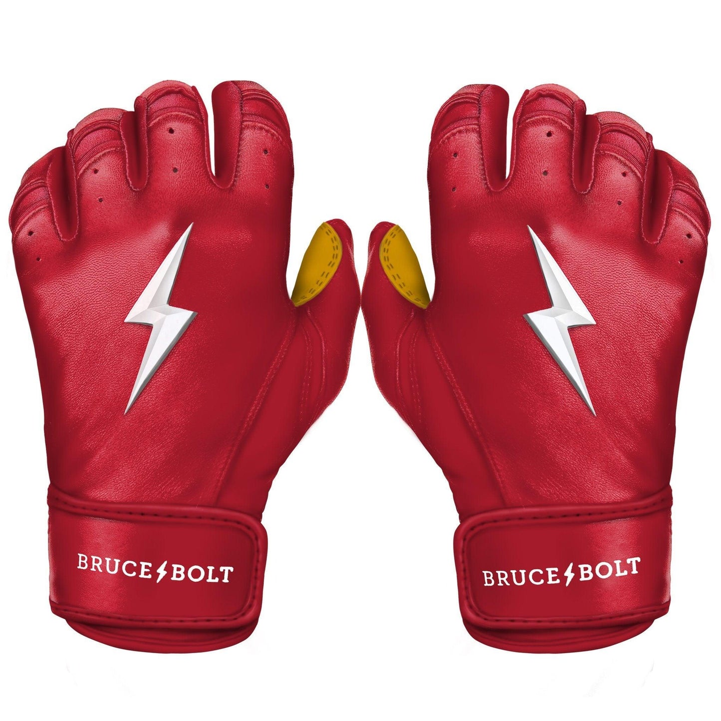 Bruce Bolt PREMIUM PRO Short Cuff Batting Gloves: Red