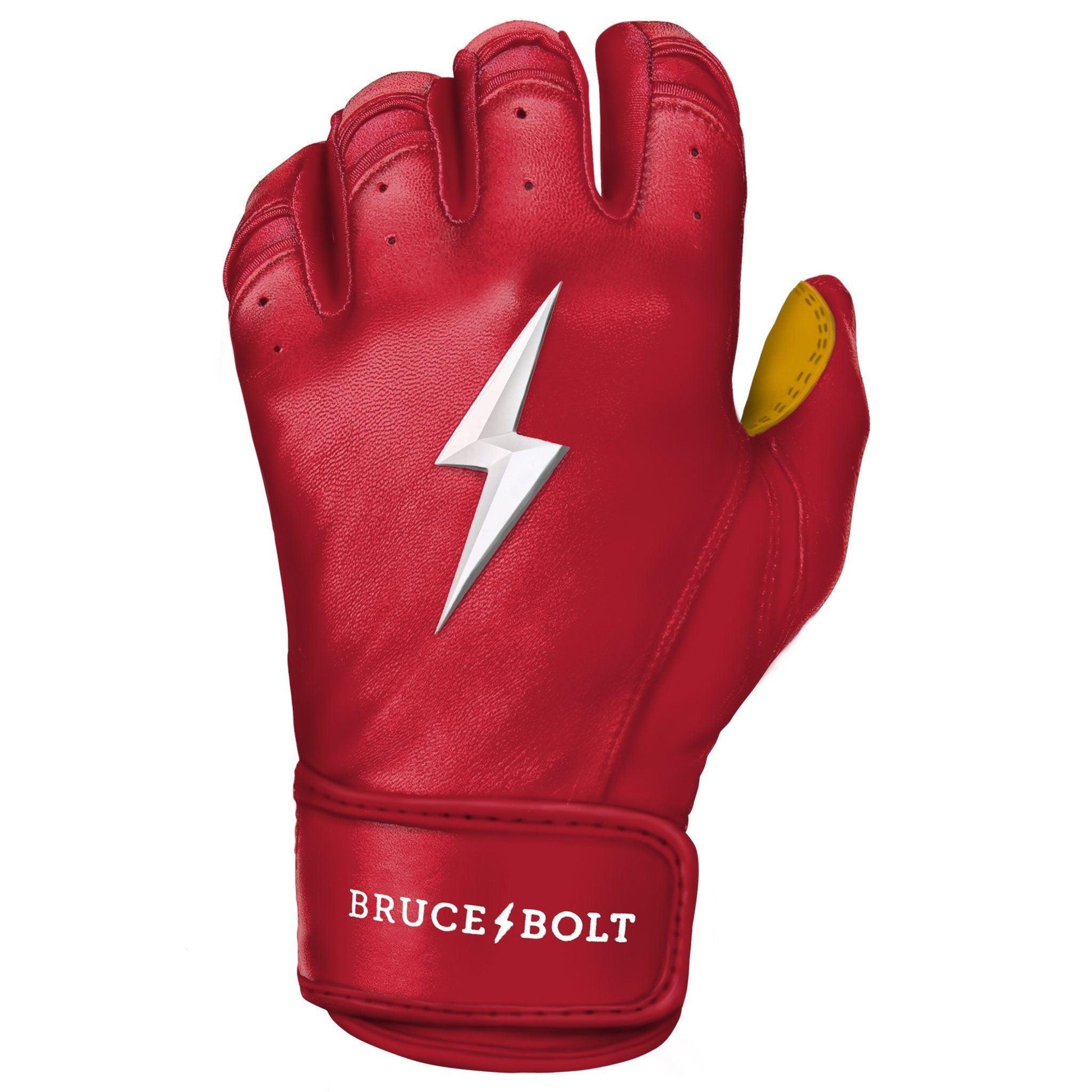 Bruce Bolt PREMIUM PRO Short Cuff Batting Gloves: Red