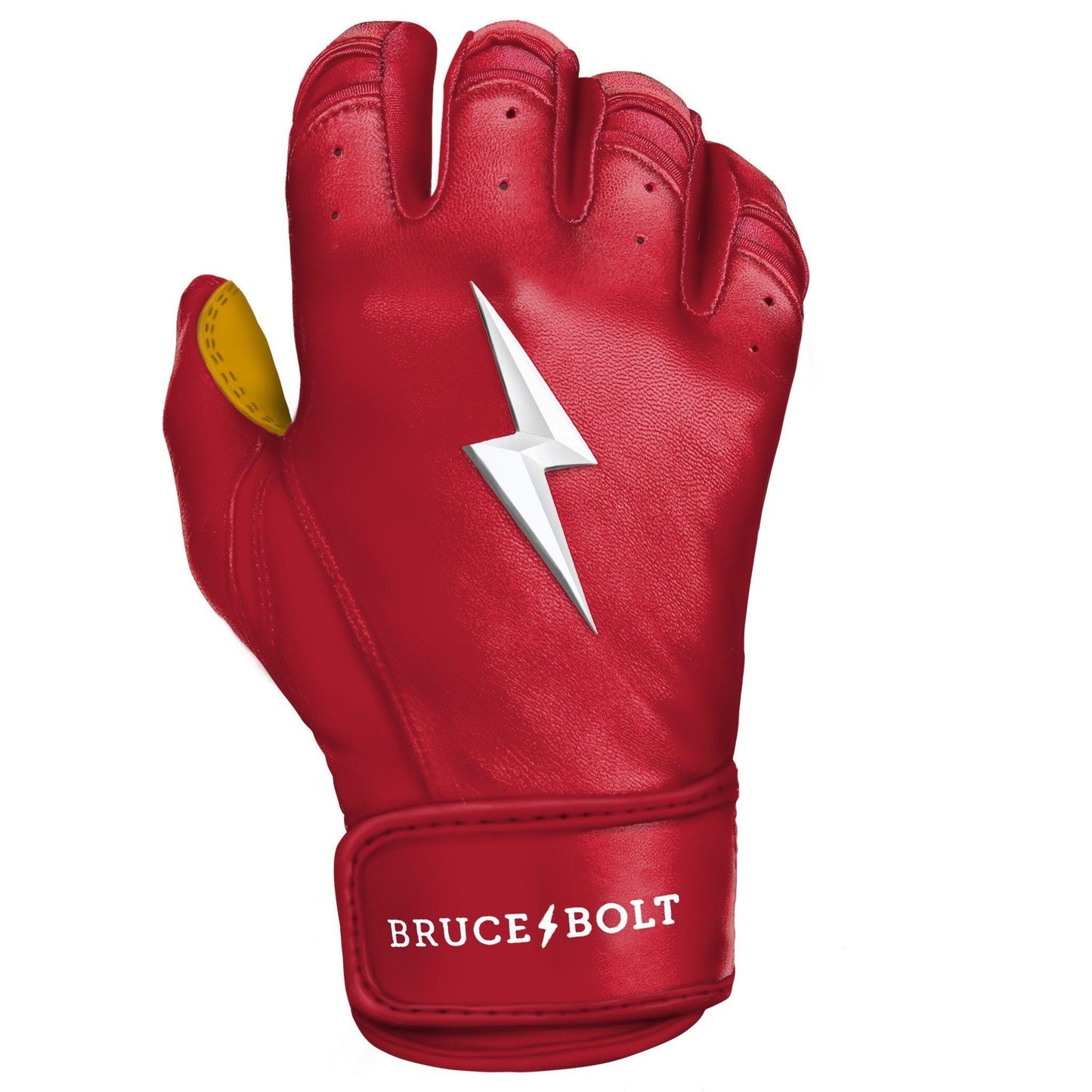 Bruce Bolt PREMIUM PRO Short Cuff Batting Gloves: Red