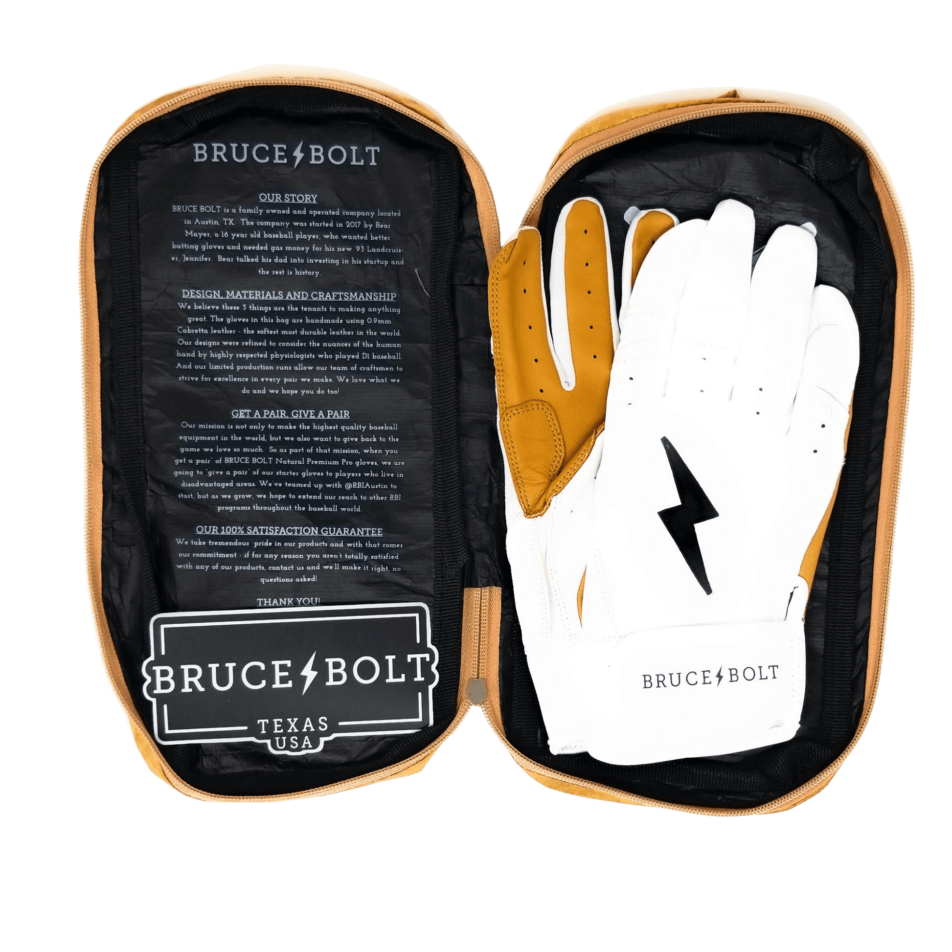 Bruce Bolt PREMIUM PRO Short Cuff Batting Gloves: White