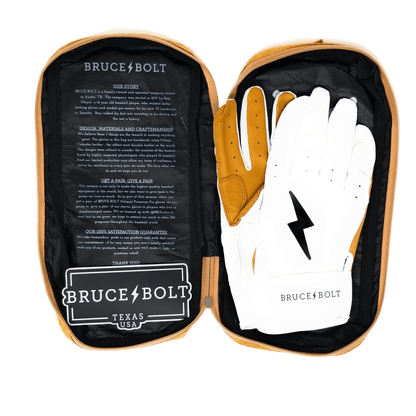 Bruce Bolt PREMIUM PRO Short Cuff Batting Gloves: White