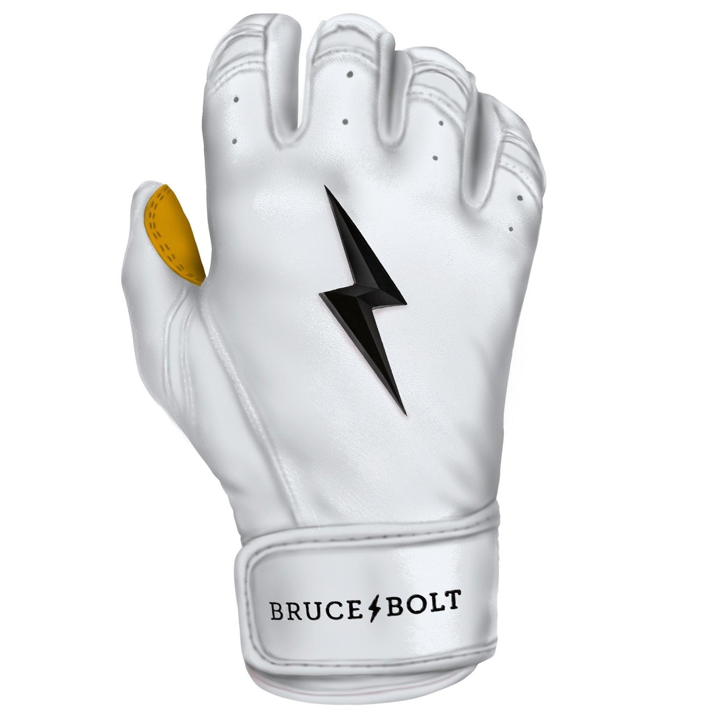 Bruce Bolt PREMIUM PRO Short Cuff Batting Gloves: White