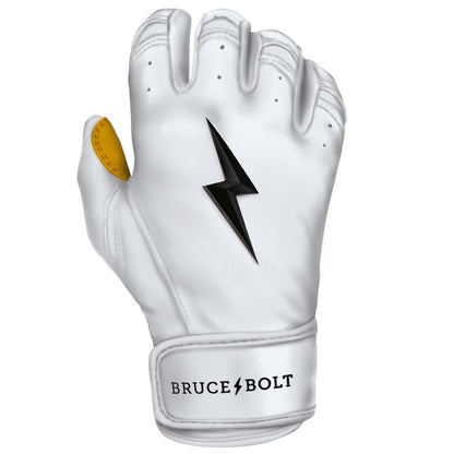 Bruce Bolt PREMIUM PRO Short Cuff Batting Gloves: White