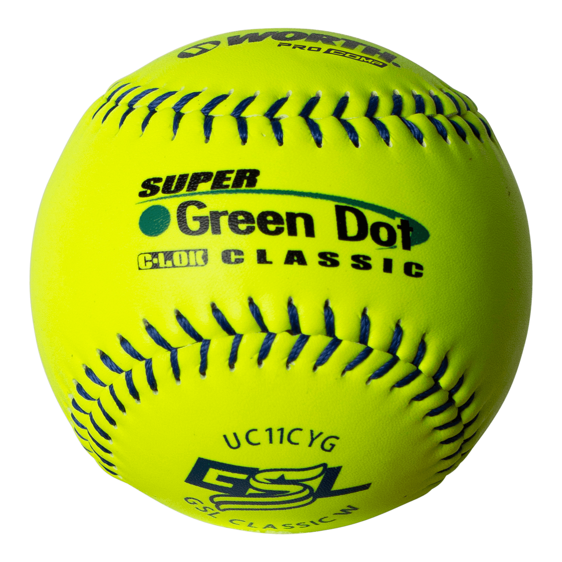 Worth 11" GSL Super Green Dot Classic W Composite Softballs (Dozen): UC11CYG