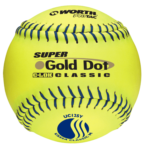 Worth 12" USSSA Super Gold Dot Softball (Dozen): UC12SY at headbangersports.com