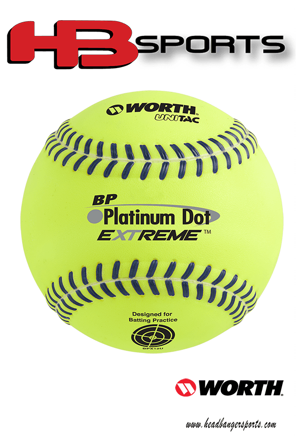 Worth Platinum Dot EXTREME Batting Practice Softballs: BPX12U at headbangersports.com