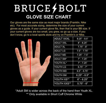 Bruce Bolt Batting Glove Size Chart at Headbanger Sports