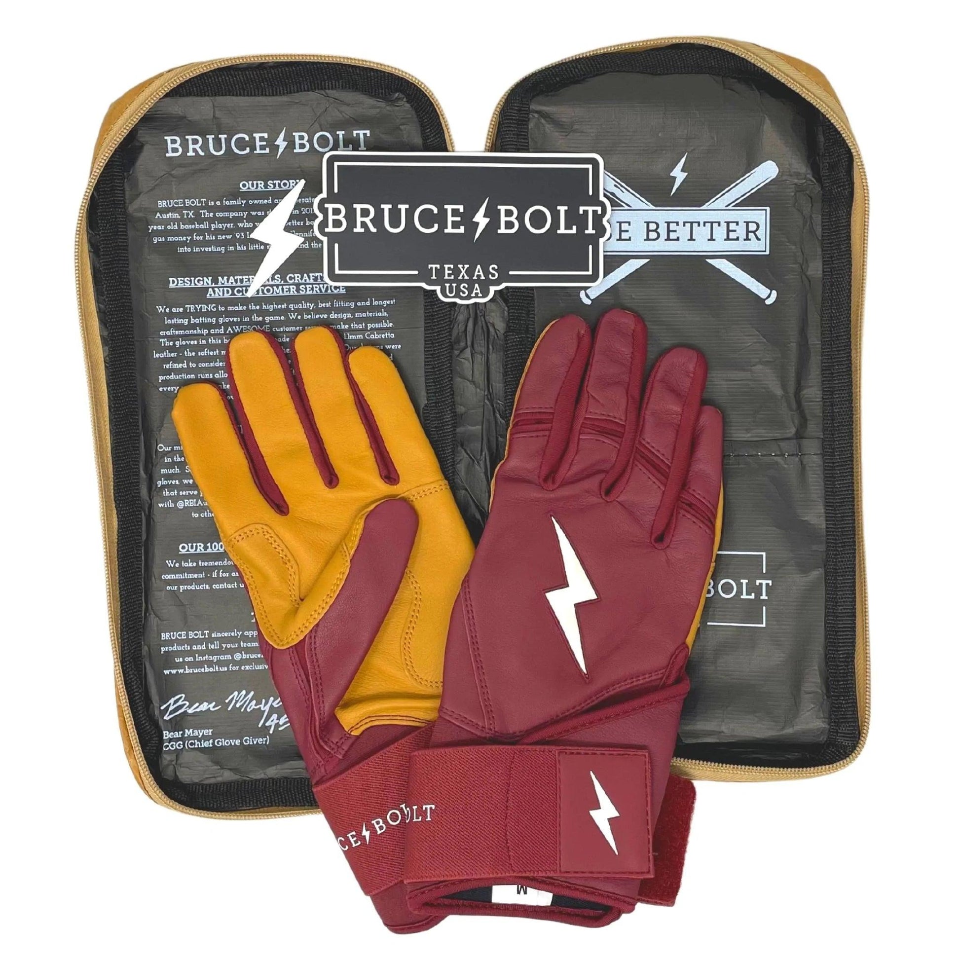 Shop Bruce Bolt PREMIUM PRO Long Cuff Batting Gloves: Maroon