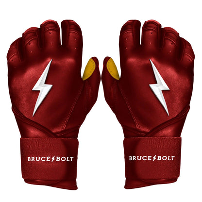 Shop Bruce Bolt PREMIUM PRO Long Cuff Batting Gloves: Maroon