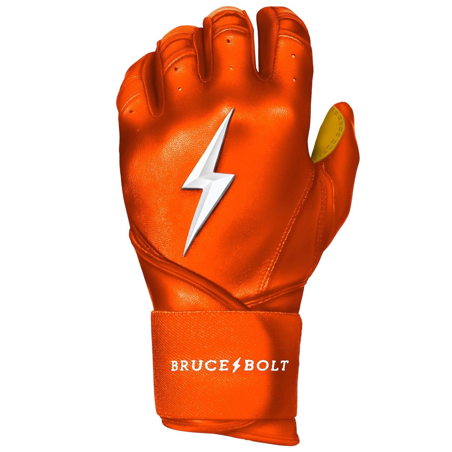 Bruce Bolt PREMIUM PRO Long Cuff Batting Gloves: Orange