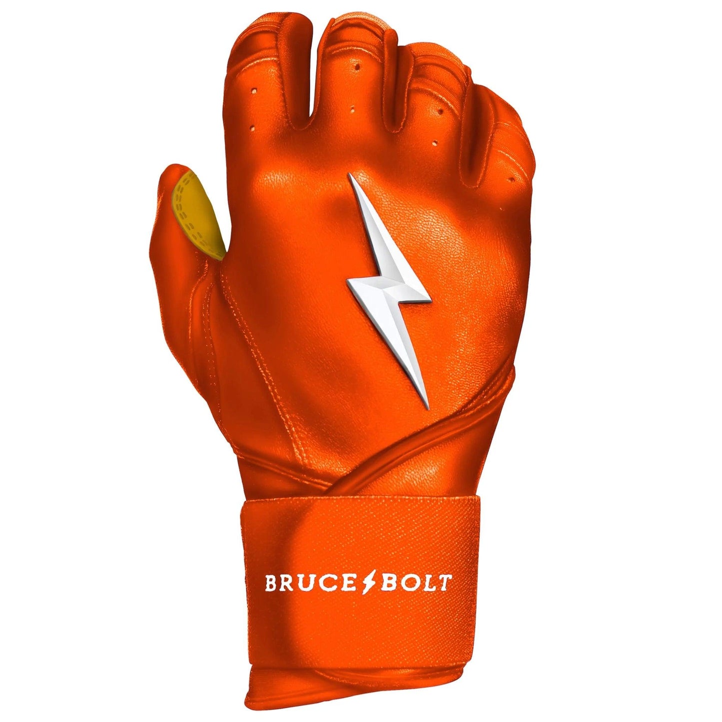 Bruce Bolt PREMIUM PRO Long Cuff Batting Gloves: Orange