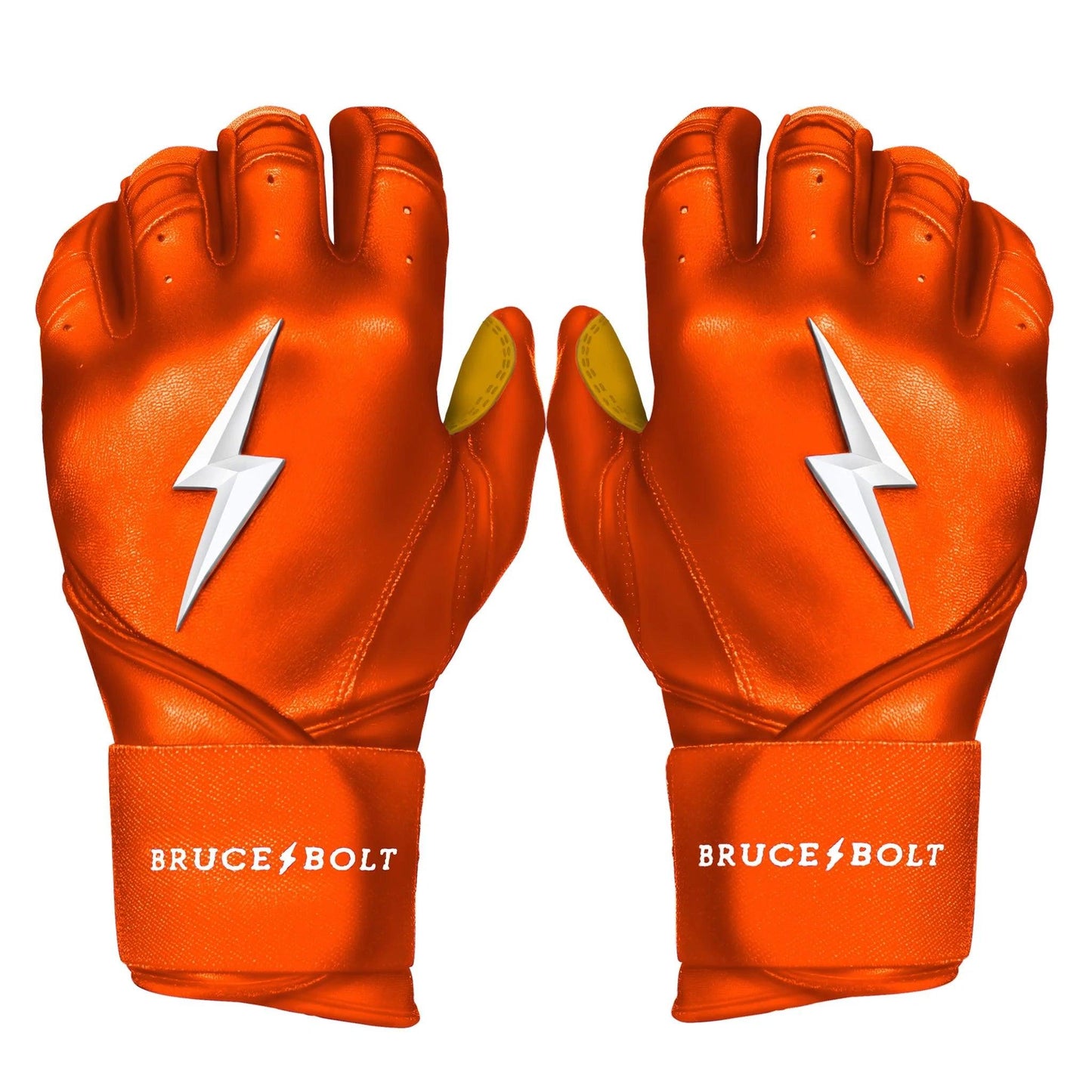 Bruce Bolt PREMIUM PRO Long Cuff Batting Gloves: Orange